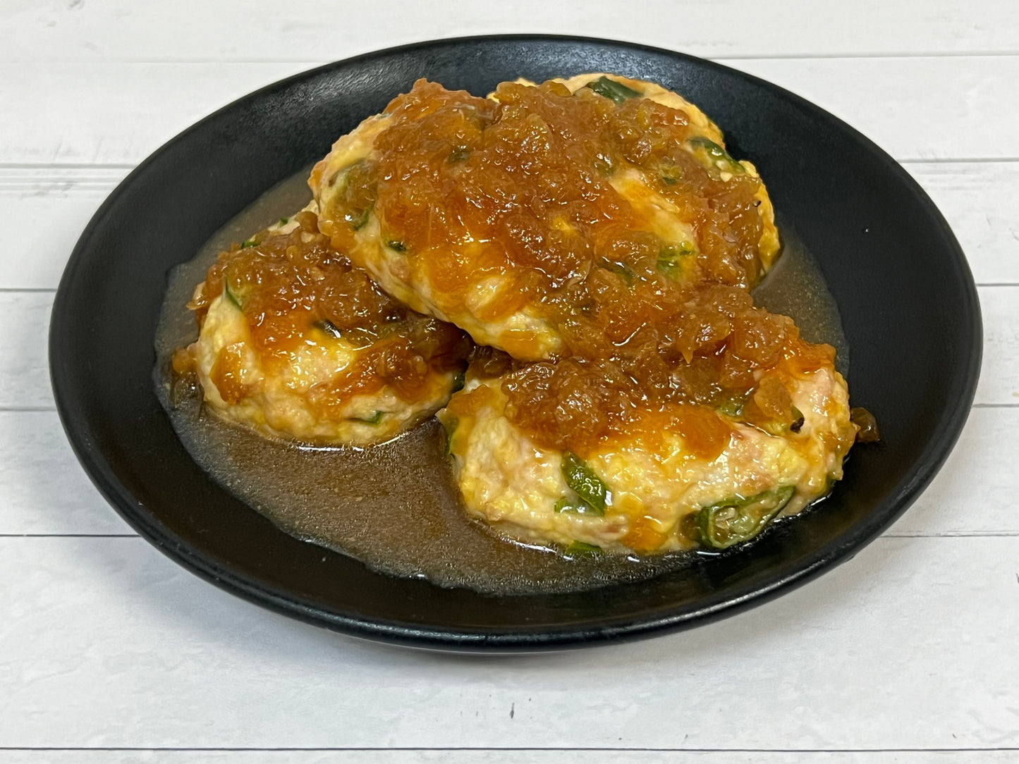 (小)冷凍オクラ入り鶏豆腐ハンバーグ玉ねぎ味噌ソース 4pcs