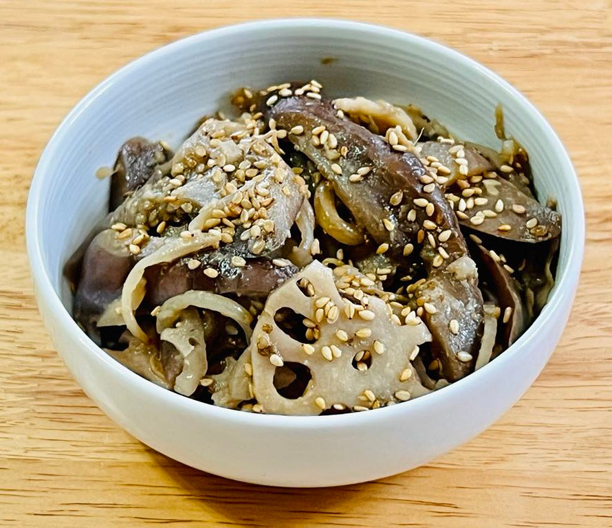 (小)冷凍茄子と蓮根の胡麻味噌炒め